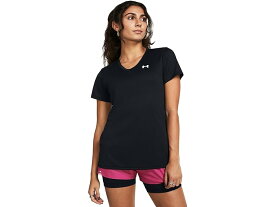 (取寄) アンダーアーマー レディース テック ショート スリーブ V-ネック ソリッド Under Armour women Under Armour Tech Short Sleeve V-Neck Solid Black/White