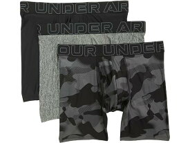 (取寄) アンダーアーマー メンズ 3-パック パフォーマンス テック プリント 6インチ ボクサー ブリーフ Under Armour men Under Armour 3-Pack Performance Tech Print 6” Boxer Briefs Black