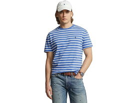 (取寄) ラルフローレン メンズ クラシック フィット ストライプド ジャージ T-シャツ Polo Ralph Lauren men Polo Ralph Lauren Classic Fit Striped Jersey T-Shirt New England Blue/White