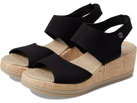 (取寄) ビジーズ レディース リビール アンクル ストラップ ウェッジ サンダル Bzees women Bzees Reveal Ankle Strap Wedge Sandals Black