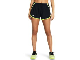 (取寄) アンダーアーマー レディース フライ バイ ショーツ Under Armour women Under Armour Fly By Shorts Black/High-Vis Yellow/Reflective