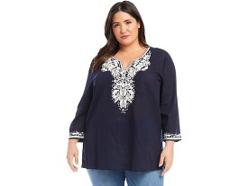 (取寄) カレンケーン レディース プラス サイズ エンブロイダー チュニック Karen Kane women Karen Kane Plus Size Embroidered Tunic Navy