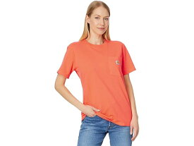 (取寄) カーハート レディース WK87 ワークウェア ポケット ショート スリーブ T-シャツ Carhartt women Carhartt WK87 Workwear Pocket Short Sleeve T-Shirt Coral Glow