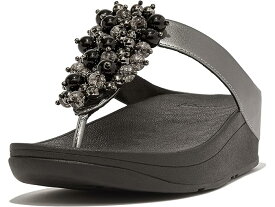 (取寄) フィットフロップ レディース フィーノ バブル-ビーズ トゥ-ポスト サンダル FitFlop women FitFlop Fino Bauble-Bead Toe-Post Sandals Pewter Black