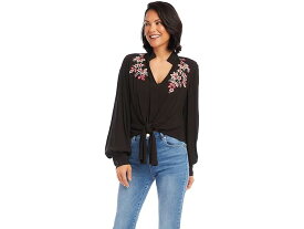 (取寄) カレンケーン レディース エンブロイダー タイフロント トップ Karen Kane women Karen Kane Embroidered Tie-Front Top Black