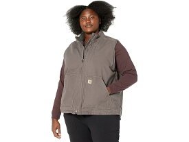 (取寄) カーハート レディース プラス サイズ Ov277 シェルパ ライン モック ネック ベスト Carhartt women Carhartt Plus Size OV277 Sherpa Lined Mock Neck Vest Taupe Gray