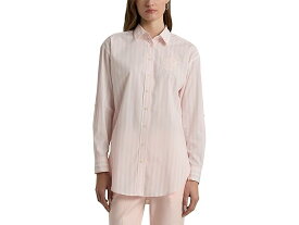 (取寄) ローレン ラルフローレン レディース オーバーサイズ ストライプド コットン ブロード シャツ LAUREN Ralph Lauren women LAUREN Ralph Lauren Oversize Striped Cotton Broadcloth Shirt Pink Opal/White