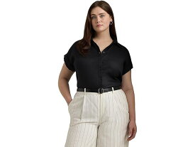 (取寄) ローレン ラルフローレン レディース プラス-サイズ リネン ドルマン-スリーブ シャツ LAUREN Ralph Lauren women LAUREN Ralph Lauren Plus-Size Linen Dolman-Sleeve Shirt Polo Black