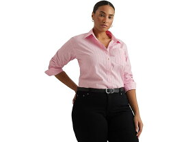 (取寄) ローレン ラルフローレン レディース プラス-サイズ リラックスド-フィット フィット ストライプド ブロード シャツ LAUREN Ralph Lauren women LAUREN Ralph Lauren Plus-Size Relaxed Fit Striped Broadcloth Shirt Pink/White Multi