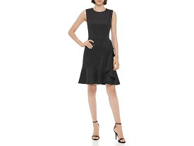 (取寄) ダナキャランニューヨーク レディース スリーブレス ラッフルド ドレス ウィズ ジッパー ディテール DKNY women DKNY Sleeveless Ruffled Dress with Zipper Detail Black