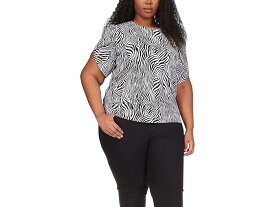 (取寄) マイケルコース レディース プラス サイズ ゼブラ ペタル スリーブ トップ MICHAEL Michael Kors women MICHAEL Michael Kors Plus Size Zebra Petal Sleeve Top Black