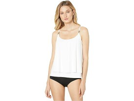 (取寄) マイケルコース レディース アイコニック ソリッズ ダブル レイヤー タンキニ トップ MICHAEL Michael Kors women MICHAEL Michael Kors Iconic Solids Double Layer Tankini Top White