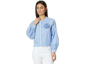 (取寄) イングリッシュ ファクトリー レディース ストライプド 3-D シャツ English Factory women English Factory Striped 3-D Shirt Powder Blue