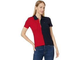 (取寄) トミーヒルフィガー レディース ショート スリーブ カラーブロック ジップ ポロ Tommy Hilfiger women Tommy Hilfiger Short Sleeve Color-Block Zip Polo Scarlet/Sky Captain