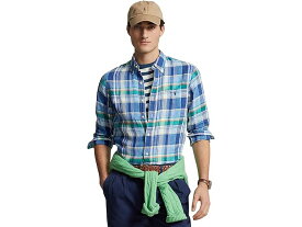 (取寄) ラルフローレン メンズ クラシック フィット プレイド リネン シャツ Polo Ralph Lauren men Polo Ralph Lauren Classic Fit Plaid Linen Shirt 6357A Blue/Green Multi