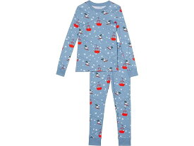 (取寄) エルエルビーン キッズ オーガニック コットン フィッティド パジャマ (ビッグ キッズ) L.L.Bean kids L.L.Bean Organic Cotton Fitted Pajamas (Big Kids) Soft Blue Skiing Bear