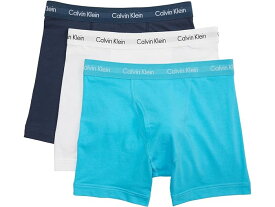 (取寄) カルバンクライン アンダーウェア メンズ コットン ストレッチ 3-パック ボクサー ブリーフ Calvin Klein Underwear men Calvin Klein Underwear Cotton Stretch 3-Pack Boxer Brief Spellbound/White/Blue Atoll