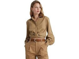 (取寄) ローレン ラルフローレン レディース ツイスト-フロント ブロード クロップド シャツ LAUREN Ralph Lauren women LAUREN Ralph Lauren Twist-Front Broadcloth Cropped Shirt Classic Camel