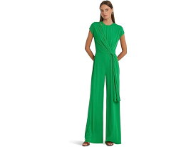 (取寄) ローレン ラルフローレン レディース タイフロント ジャージ ワイド-レッグ ジャンプスーツ LAUREN Ralph Lauren women LAUREN Ralph Lauren Tie-Front Jersey Wide-Leg Jumpsuit Green Topaz