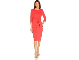 (取寄) アドリアナ パぺル レディース ニット クレープ タイ ウェスト シィース ドレス Adrianna Papell women Adrianna Papell Knit Crepe Tie Waist Sheath Dress Vibrant Coral