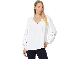 (取寄) ヴィンスカムート レディース ラグラン Slv スプリット ネック ブラウザ w エンブロイダリー Vince Camuto women Vince Camuto Raglan Slv Split Neck Blouse W Embroidery Ultra White