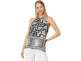 (取寄) ヴィンスカムート レディース ホルター トップ ウィズ ルースド ネック Vince Camuto women Vince Camuto Halter Top With Rouched Neck Rich Black