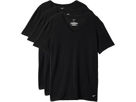 (取寄) ナイキ メンズ オール デイ コットン ストレッチ ショート スリーブ V-ネック 2-パック Nike men All Day Cotton Stretch Short Sleeve V-Neck 2-Pack Black