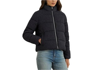 (���) ���[���� �����t���[���� ���f�B�[�X �v�����e�b�h �p�t�@�[ �|�[���[ Lauren Ralph Lauren women Printed Puffer Poly Navy