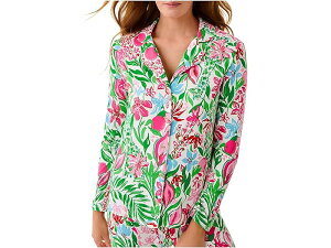 (���) �����[ �s�����b�c�@�[ ���f�B�[�X Pj �j�b�g �����O �X���[�u �{�^���A�b�v �g�b�v Lilly Pulitzer women PJ Knit Long Sleeve Button-Up Top Multi