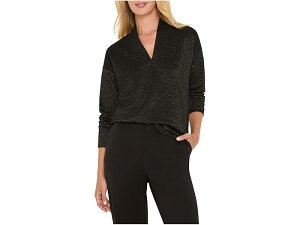 (���) �j�b�N�]�[ ���f�B�[�X �s�e�B�[�g �X�p�[�N�� �X�g���C�v �G�u���f�C �g�b�v NIC+ZOE women Petite Sparkle Stripe Everyday Top Black Mix