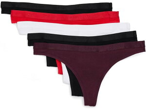 (���) �J���o���N���C�� �A���_�[�E�F�A ���f�B�[�X �A�C�R�� ���S �g���O 5-�p�b�N Calvin Klein Underwear women Icon Logo Thong 5-pack Black/Black/Adrenaline Rush/Dark Berry/White