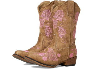 (���) ���[�p�[ �L�b�Y �K�[���Y ���C���[ �t�����[ (�g�h���[/���g�� �L�b�h) Roper Kids girls Riley Flowers (Toddler/Little Kid) Vintage Tan Faux Leather Upper