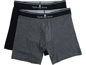 (取寄) サイコ バニー メンズ ソリッド 2-パック ボクサー ブリーフ Psycho Bunny men Psycho Bunny Solid 2-Pack Boxer Brief Mixed Grey Black