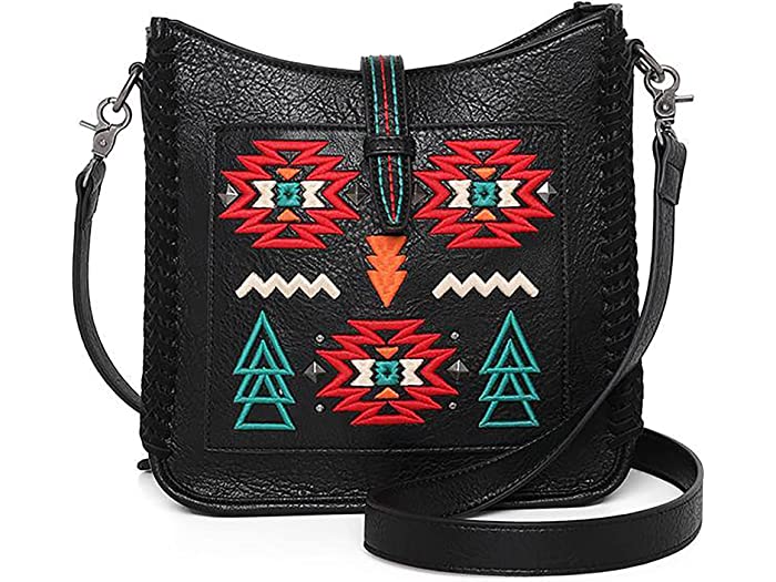 (取寄) モンタナ ウエスト レディース ラングラー エンブロイダー アズテク クロスボディ Montana West women Montana West Wrangler Embroidered Aztec Crossbody Black 2021新作モデル