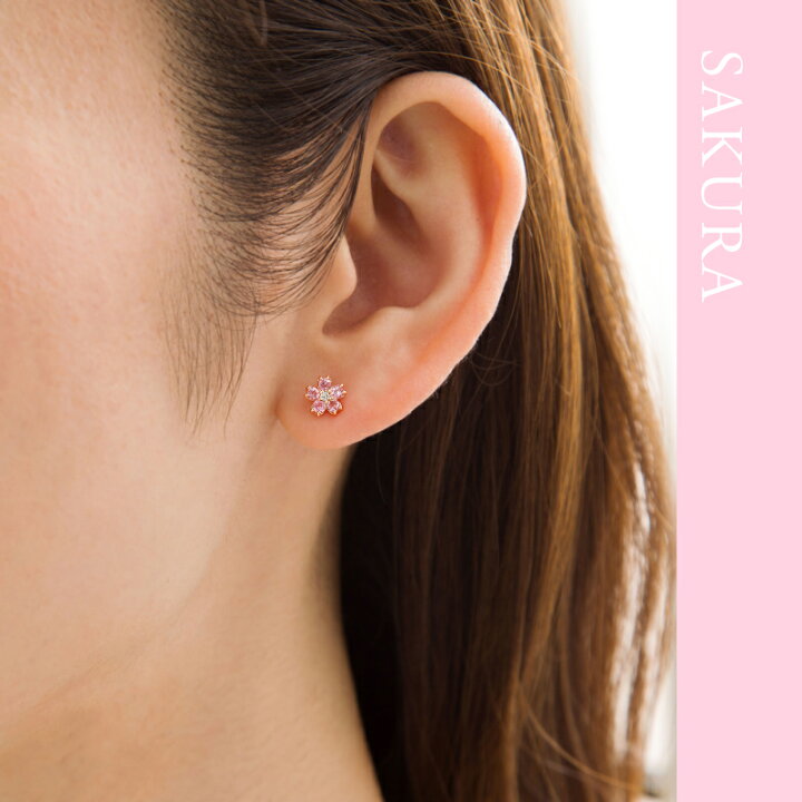 楽天市場】桜 ピアス ピンクトルマリン ダイヤモンド 0.01ct あす楽 