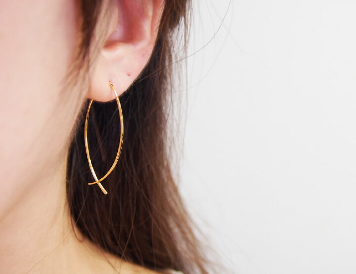 楽天市場】地金 ゴールド ピアス (小) シンプル メタル ロング 18金 