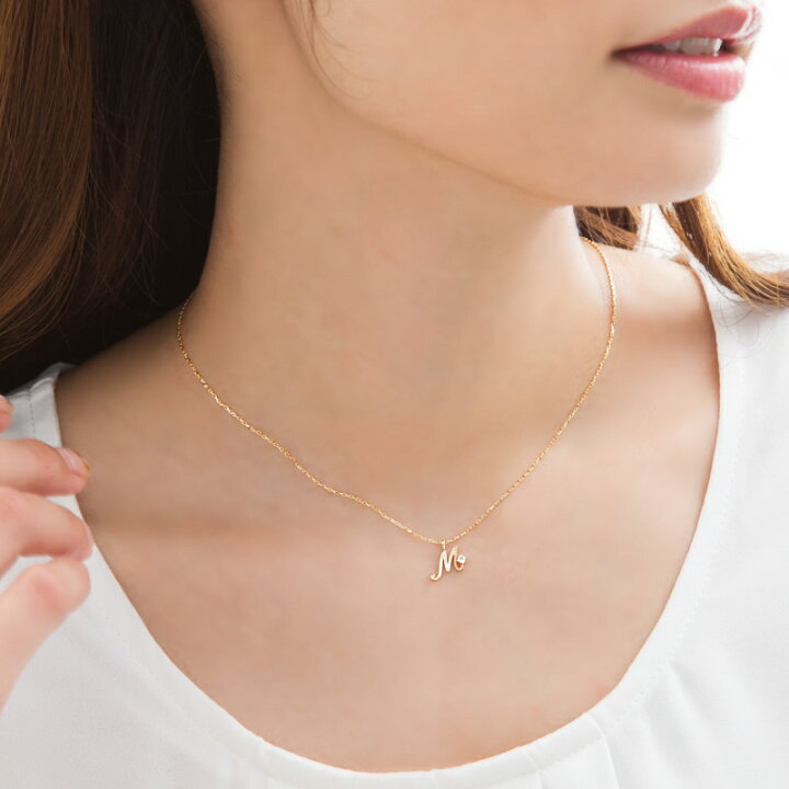 楽天市場】イニシャル 誕生石 ネックレス 18金 18K K18 10金 10K K10 