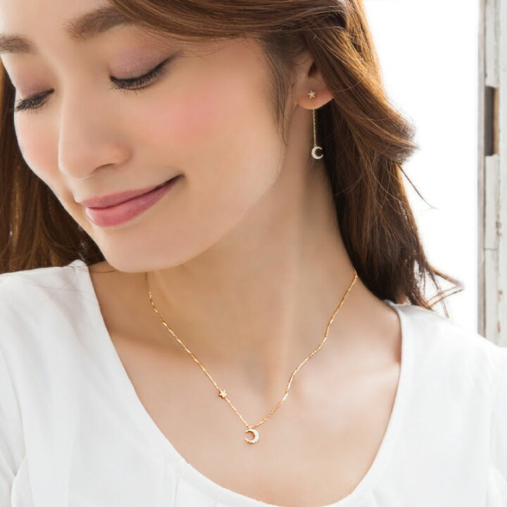 楽天市場】ダイヤモンド 0.08ct ムーン ネックレス ペンダント Starry  