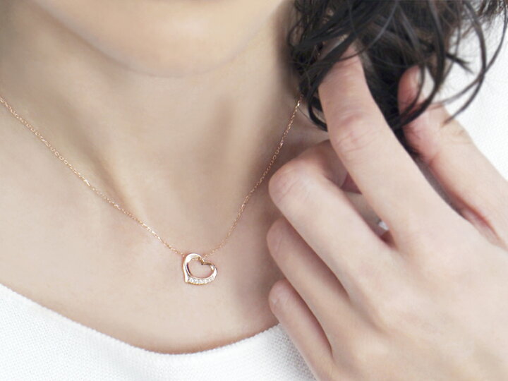 楽天市場】オープンハート ダイヤモンド ネックレス 0.05ct 