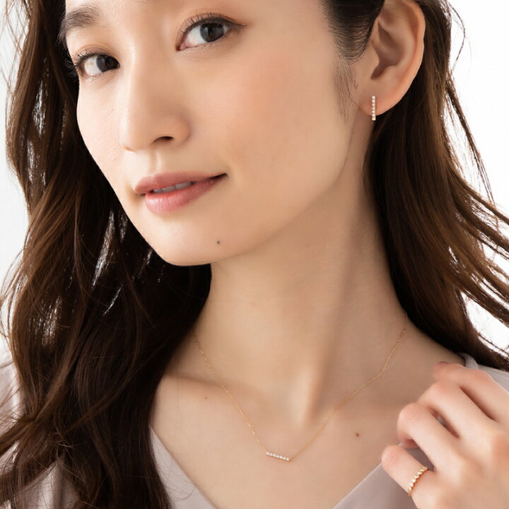 楽天市場】ダイヤモンド バー ピアス ゴールド ライン 18金 18K K18 10 