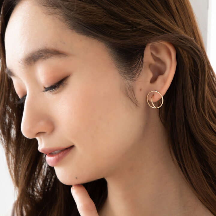 楽天市場】地金 2連 フープ ピアス 18金 18K K18 10金 10K K10 