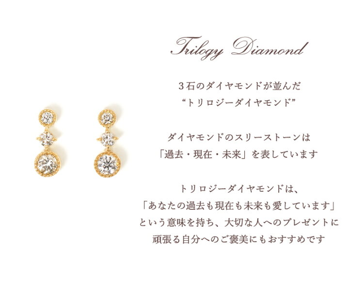 楽天市場】ダイヤモンド トリロジー ラインピアス 18金 18K K18 10金 