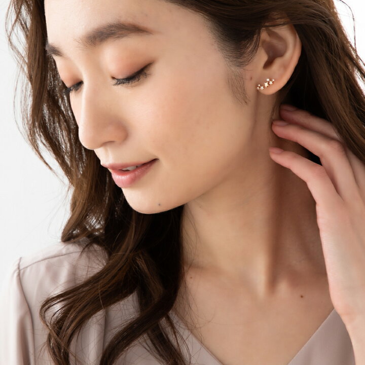 楽天市場】ダイヤモンド スター ラインピアス 18金 18K K18 10金 10K 