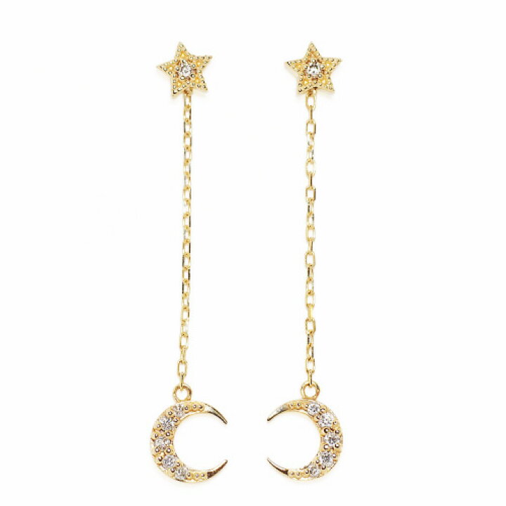 楽天市場】ダイヤモンド 0.08ct ムーン スター ピアス 18金 18K K18 10 