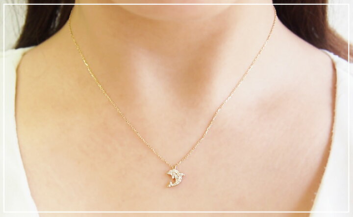 楽天市場】ダイヤモンド 0.14ct イルカ ドルフィン ネックレス Pave 