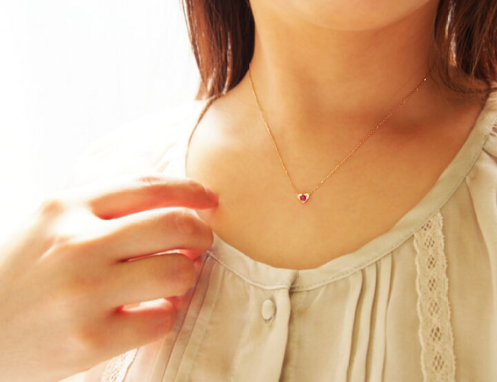 楽天市場】誕生石 ハート ネックレス Colorful Heart K18 18金 18K K10  