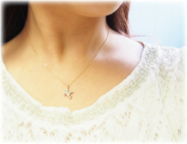 楽天市場】ダイヤモンド 0.16ct ペガサス ネックレス Pegasus 18金 K18 