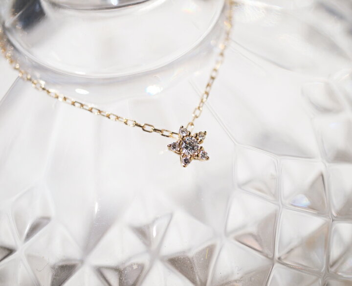 楽天市場】ダイヤモンド 0.08ct スター 星 ネックレス 18金 18K K18 10 