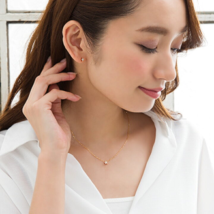 楽天市場】ダイヤモンド 0.08ct スター 星 ネックレス 18金 18K K18 10 