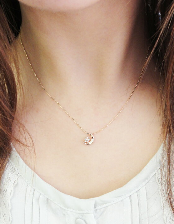 楽天市場】ダイヤモンド 0.05ct ネックレス スター ムーン 三日月 上弦 